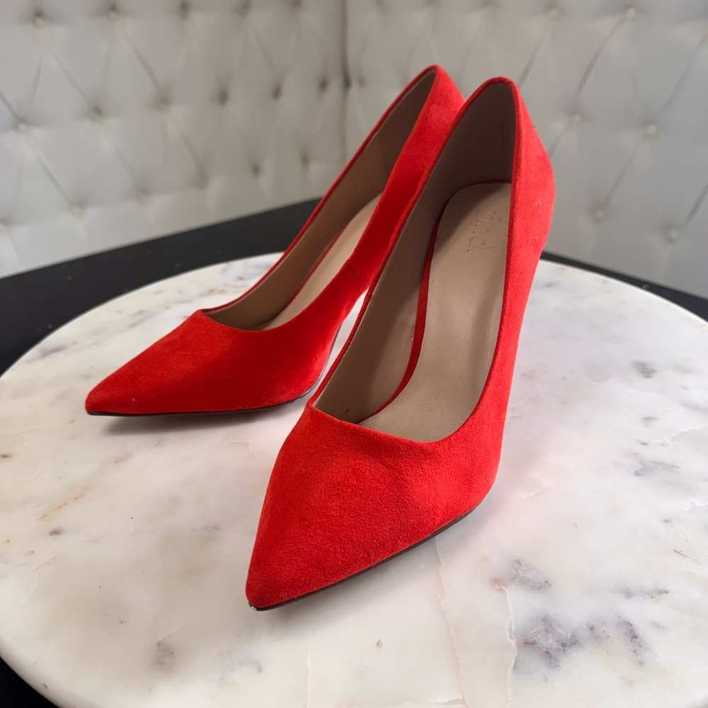 Elegant Red Suede Pumps
